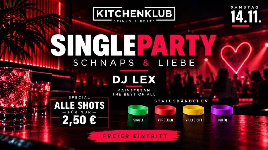 💘🥃 SCHNAPS & LIEBE – DIE SINGLEPARTY 🟢🟡🔴🟣